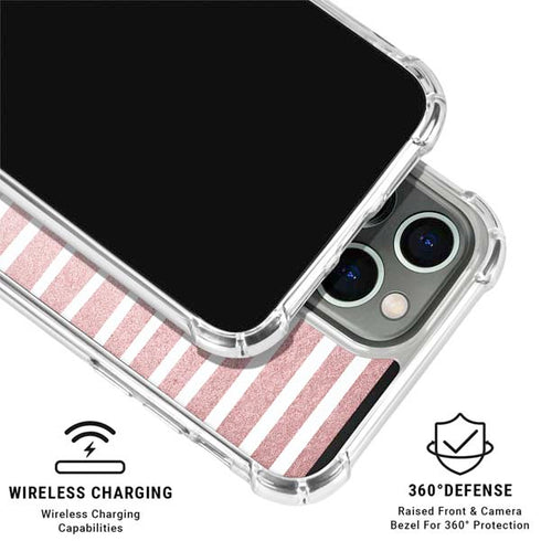 Pink and White Stripes iPhone 16 Pro Clear Case